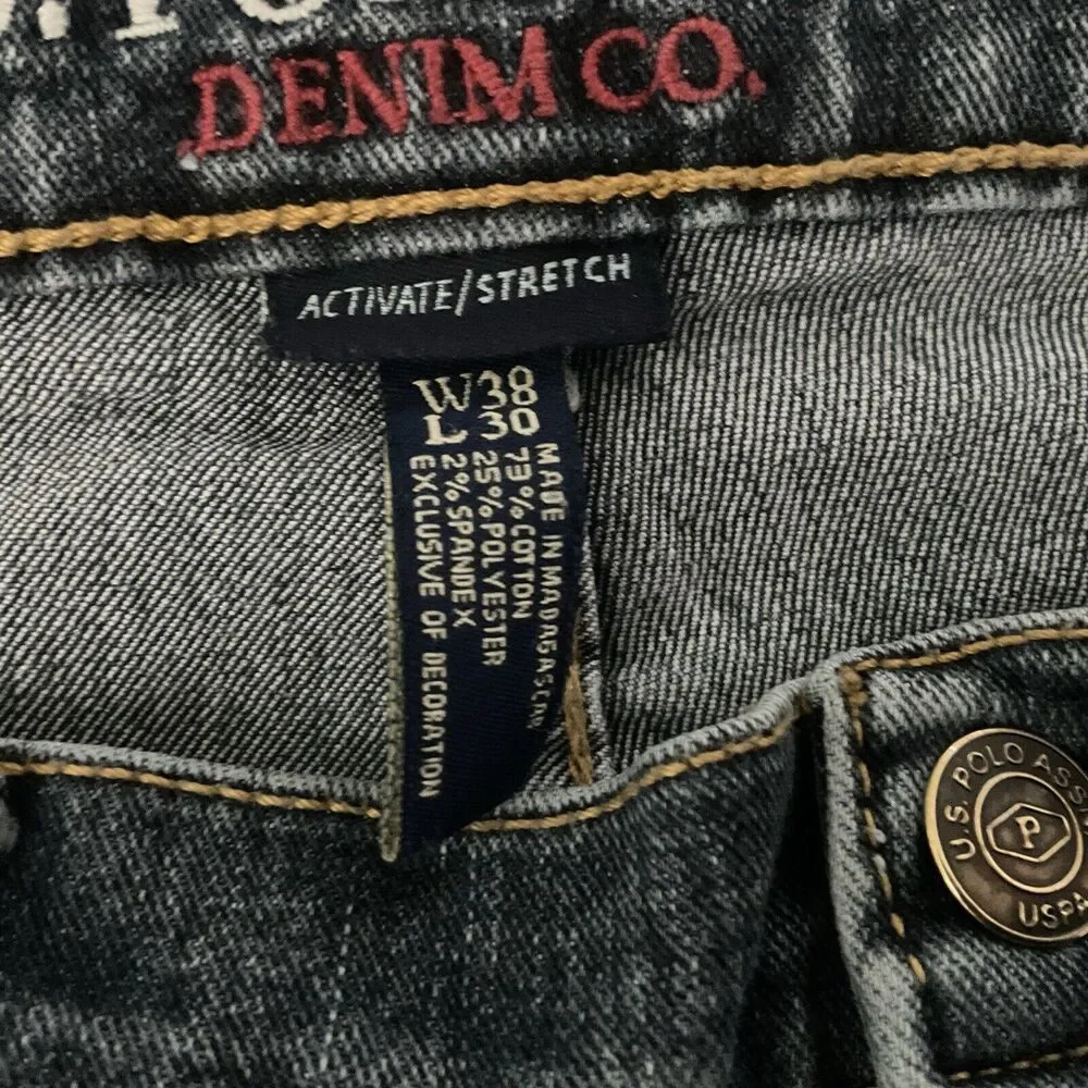 US Polo Assn Denim Co ACTUAL SIZE 38x29 Jeans Men's Straight‎ Leg Tag Size 38x30